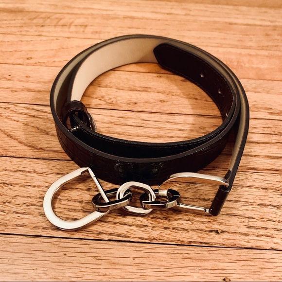 Leather black snakeskin texture belt M - Picture 2 of 8
